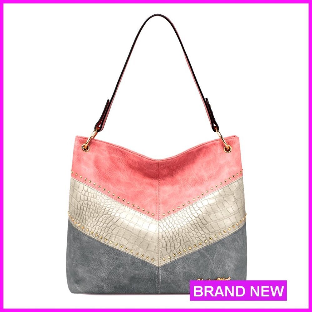 Large Vegan Leather Hobo Bag with Back Pocket and Zipper Closure